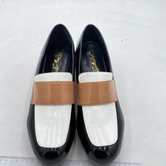 FOWT Black and White Platform Low Chunky Heel Pumps Round Toe Two Tone  Shoes - Picture 3 of 8